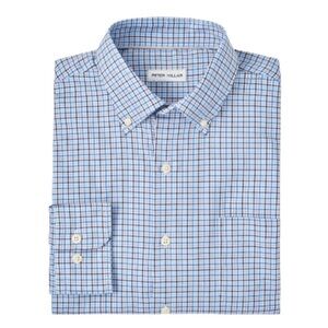 Peter Millar Galaxy Blue Albert Crown Lite Cotton-Stretch Sport Shirt Plaid